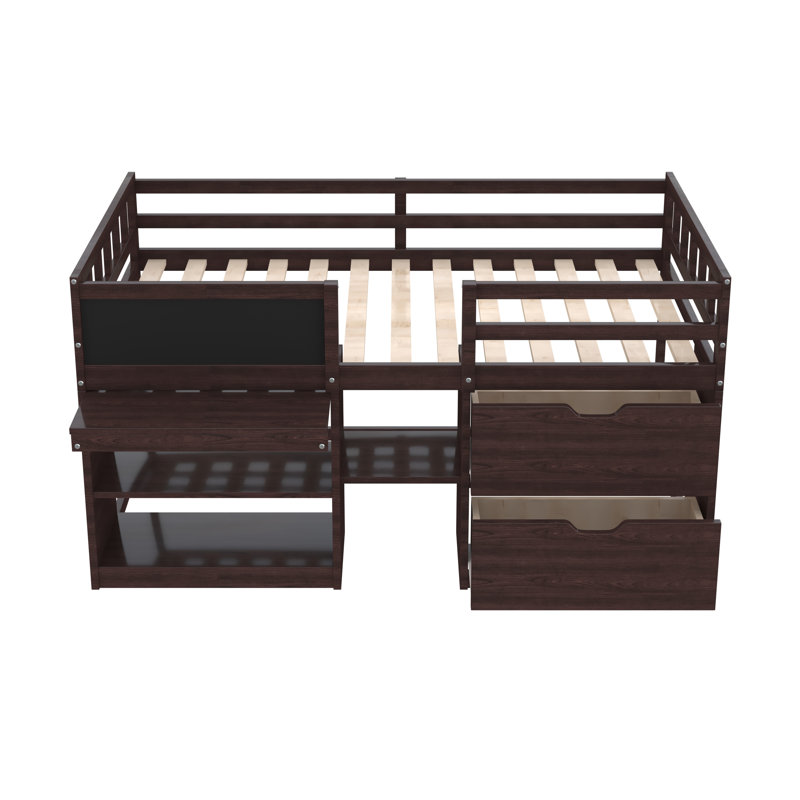Okane Kids Twin Loft Bed with Drawers, Espresso