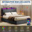 Structure de lit double avec rangement relevable, lit en velours rembourré avec lumières DEL et prises de courant-117328035-117328037