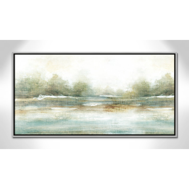 «Peaceful Land» par Eva Watts, reproduction d'art sur toile, Toile avec cadre argenté, H 21,5 po x l 41,5 po x P 2 po