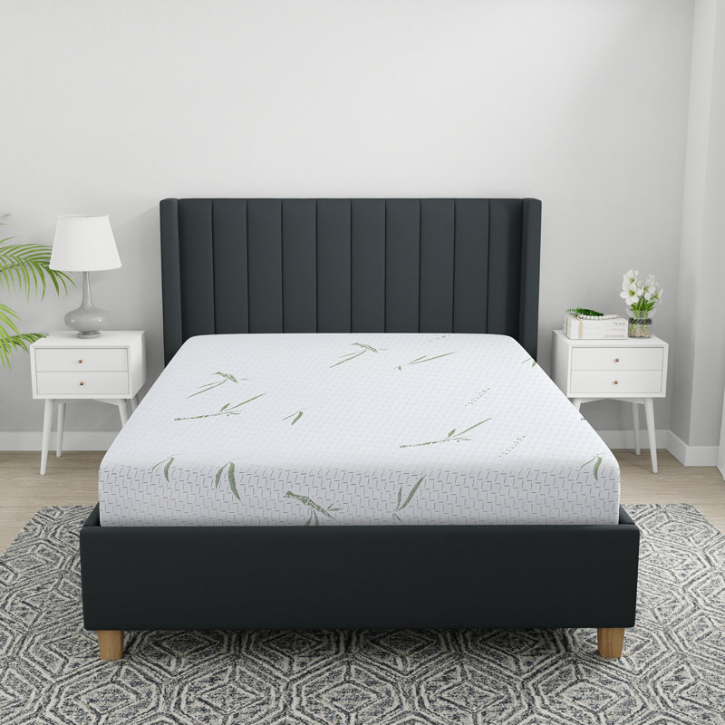 Matelas en mousse viscoélastique double couche 10 pouces avec housse infusée en bambou - Grand, 10.03", Grand lit