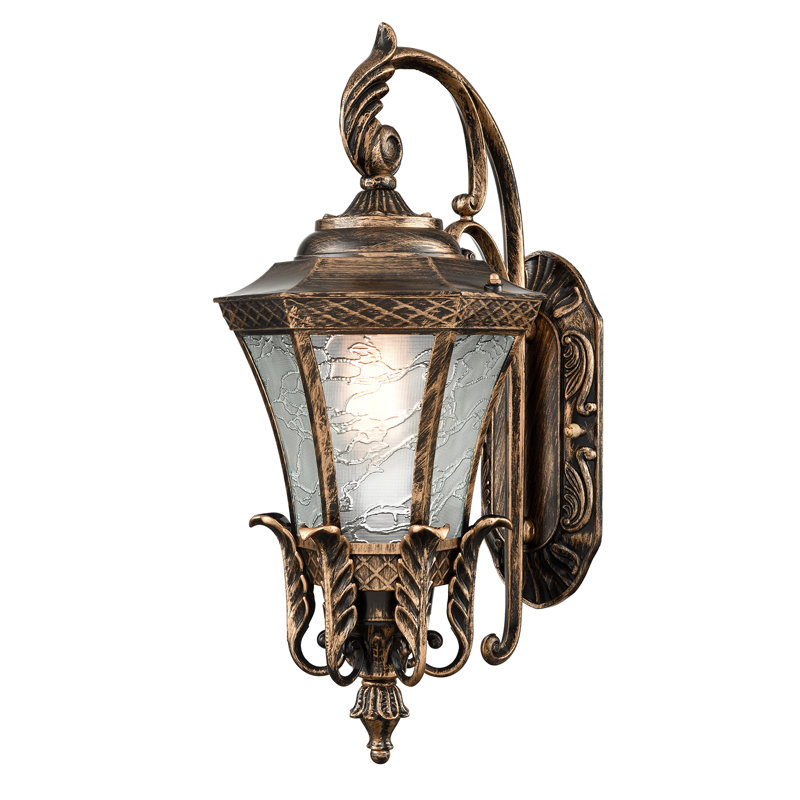 Black And Gold Sconces Wall Lighting 20.87" H Exterior Wall Light Fixture Waterproof Aluminium With Glass Outdoor Lanterns
