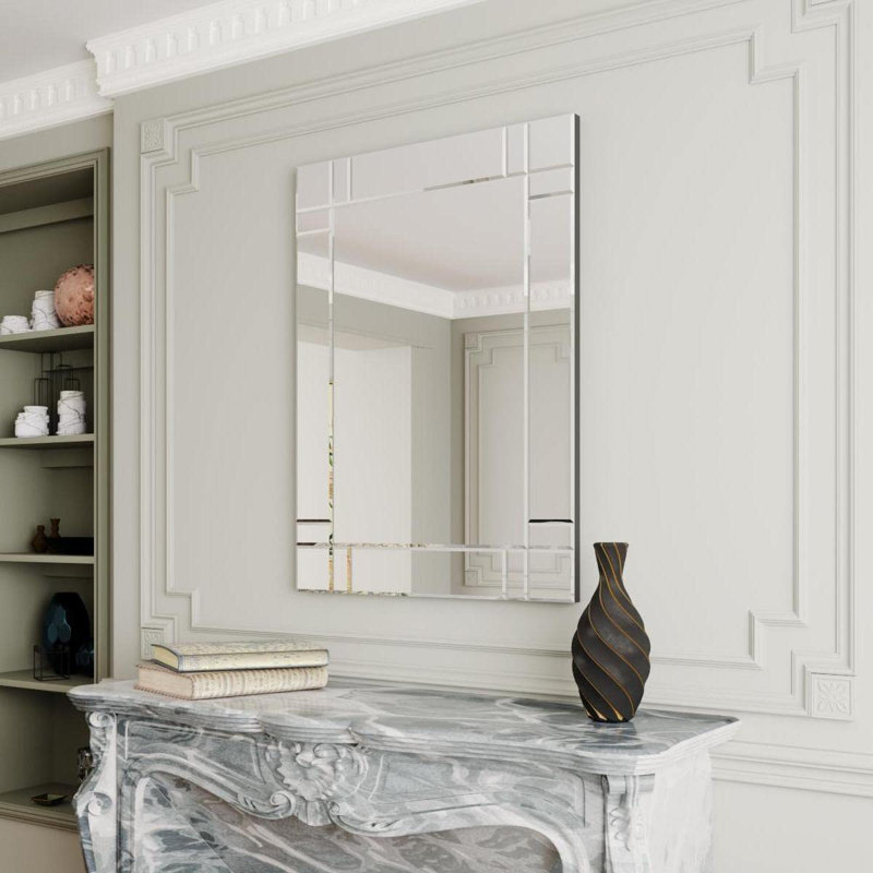 Bathroom Mirror Solid Wood Farmhouse Accent Mirror For Bathroom Living Room