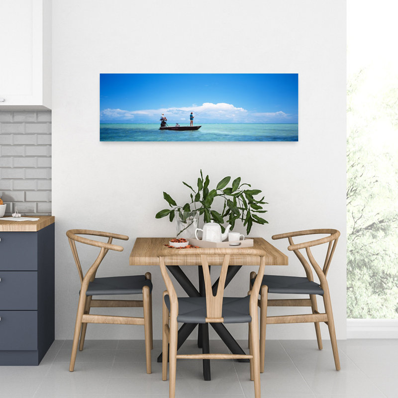Petite embarcation de pêche Tarpon, art mural paysage marin océan, Floride, États-Unis, H 12 po x l 36 po
