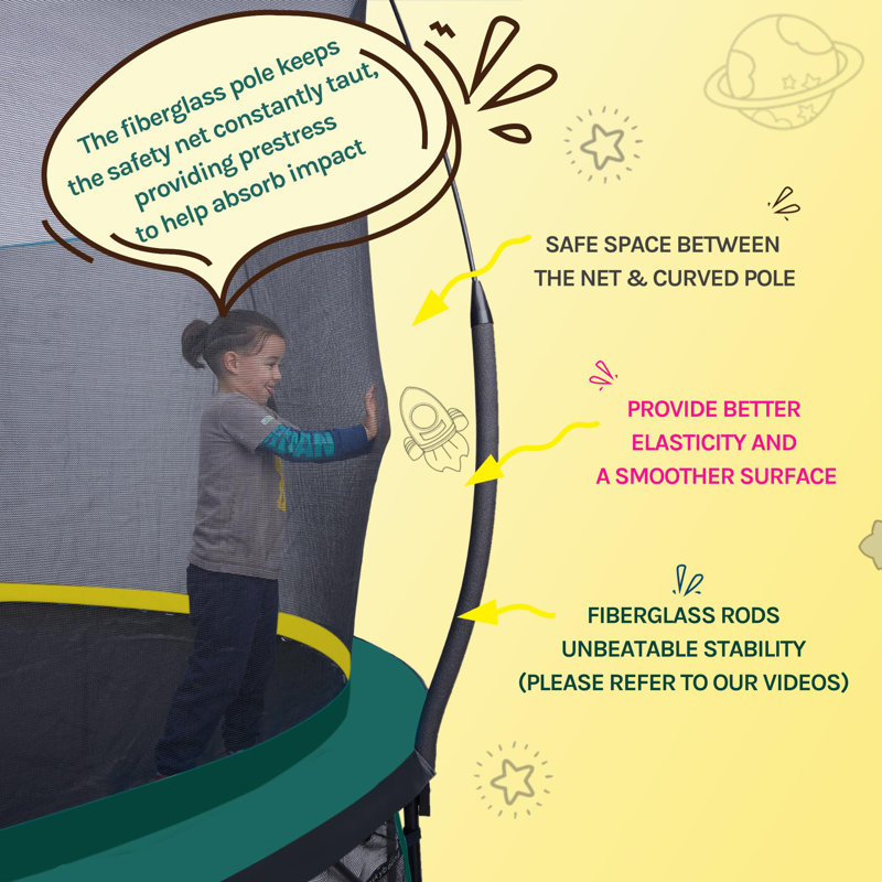 Trampoline sans ressort 8 pieds pour enfants et adultes - Trampolines récréatives avec revêtement antirouille