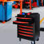 Rangement à outils en métal 20 po - 7 tiroirs, roulement, 7 boîtes à outils en acier robustes verrouillables, noir et rouge
