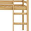Lit mezzanine simple en bois d'hévéa massif - échelle et plateforme à lattes renforcées-695850331