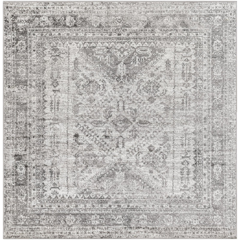 Tapis oriental Fitz, Carré 6 pi 7 po x 6 pi 7 po, Charcoal