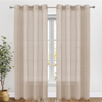 Dawan Faux Linen Semi-Sheer Grommet Curtain Panels