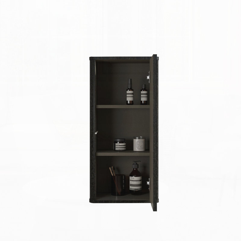 Armoire latérale rayée pour salle de bain flottante, armoire de rangement murale pour petits espaces, Noir / brun