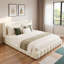 Lit plateforme tapissier avec 2 coussins et pieds robustes-188229490-188229488