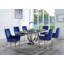 Ensemble de deux chaises d'appoint en velours bleu et argent