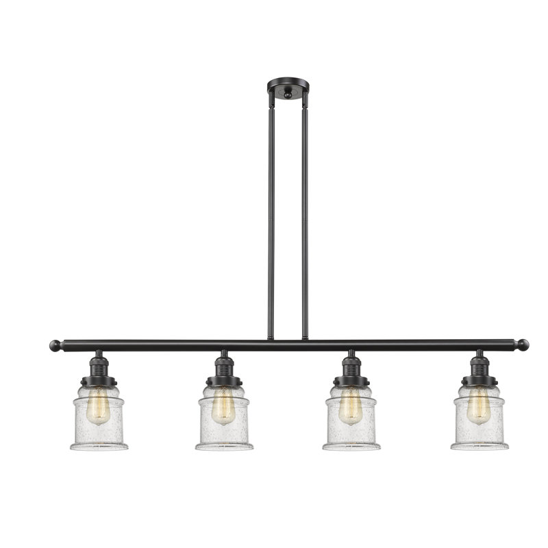 Luminaire suspendu linéaire pour îlot de cuisine à 4 lumières Greeley, Seedy, Polished Nickel