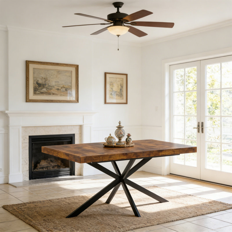 55.11"-70.86"Retro Rectangular Stretch Dining Table, Brown