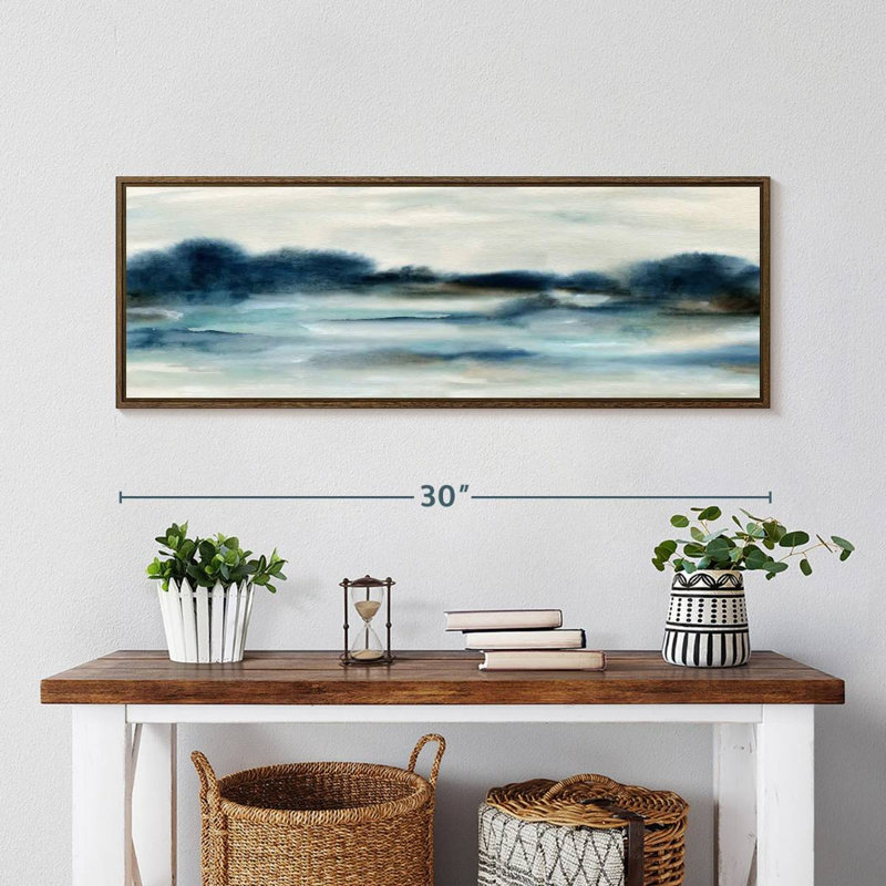 Vue panoramique sur la baie, 31 po x 11 po, Cadre flottant noyer