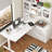Electric Height Adjustable Corner Desk With Storage Cabinet & Glass Doors