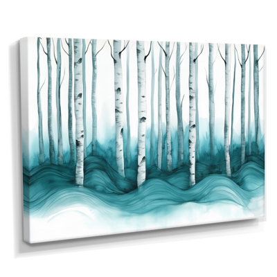 Art mural forêt de bouleaux, toile Mystical Woods, épinette