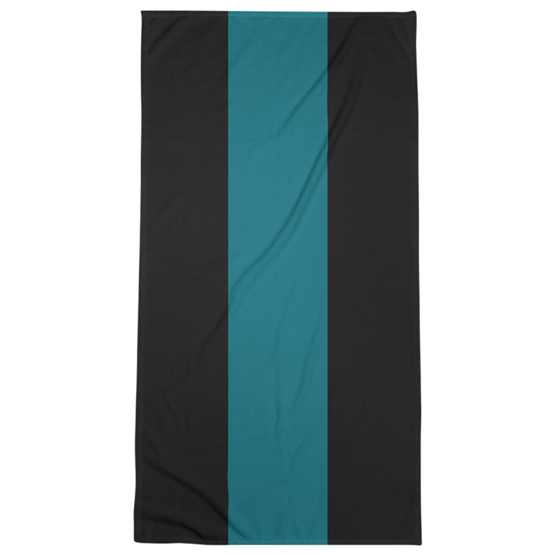 San Jose Lightweight Beach Towel, Black/Deep Pacific Teal/Black, Microfiber