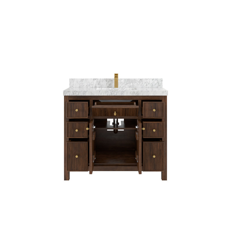 Teck de 42 po Sonoma X P 22 po De salle de bain D, Marbre de Carrare
