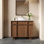 Meuble-lavabo autoportant moderne 36 po avec plateau en pierre frittée et vasque en céramique, meubles-lavabos en bois brun avec rangement spacieux