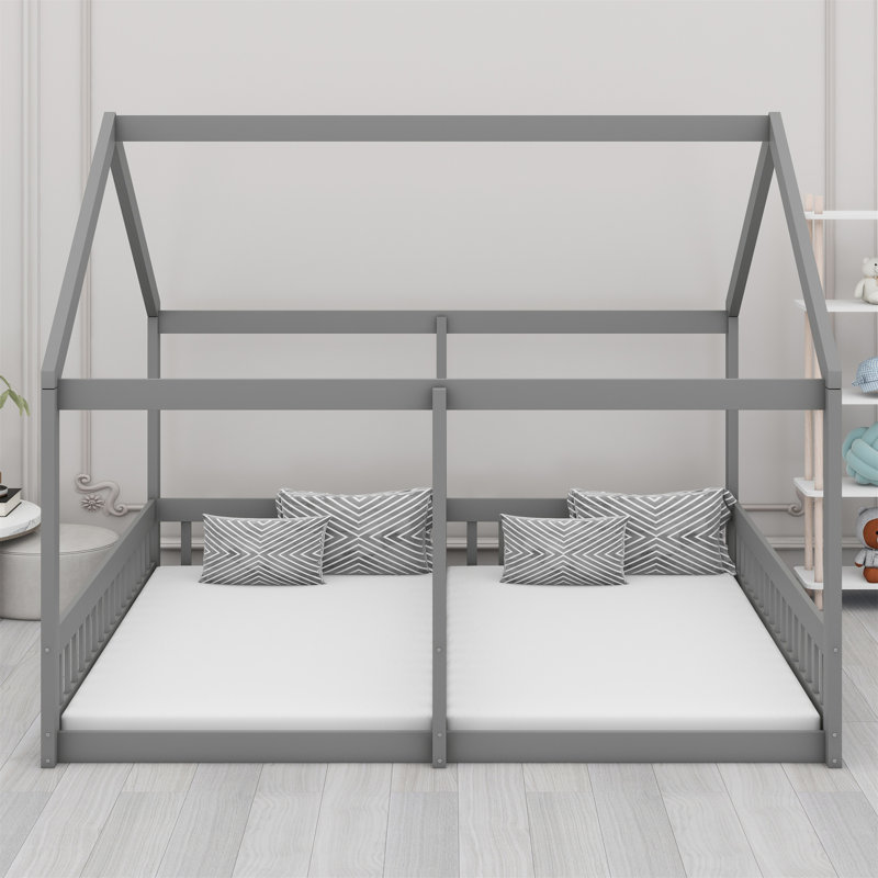 House Platform Beds,Two Shared Beds, Grey