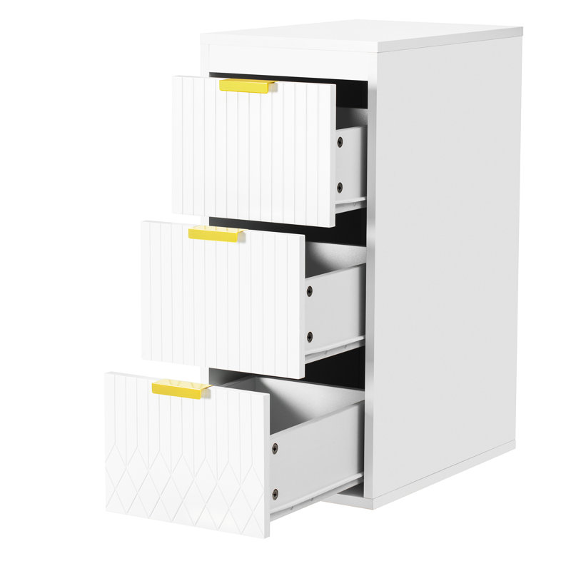 Wall Mounted Floating Cabinet, 12Inch Side Cabinet With Drawers, Multifunctional Storage For Bathroom, White Modern Iron L - Shape Handles, Customization Space Saving