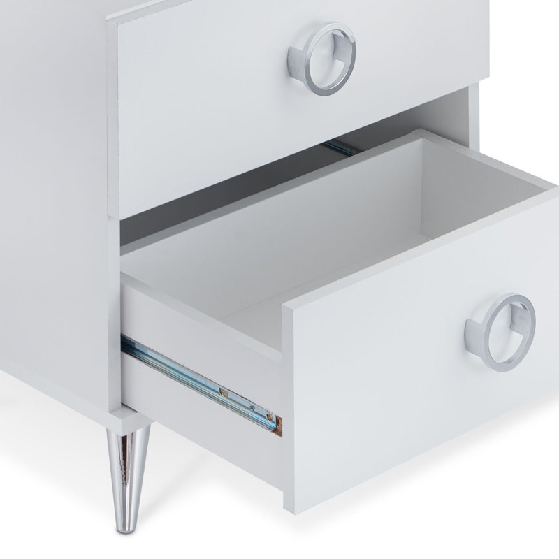 Herricks 2-Drawer Rectangular Nightstand, White