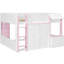 Lit mezzanine double, blanc et rose, avec maisonnette et rangement pour lit / adolescent moderne et essentiel, solutions de structure aérée-130155754
