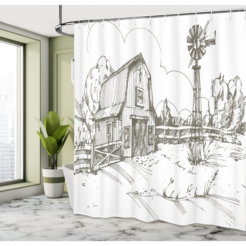 Shower Curtain with Hooks Included, 70" H x 69" W
