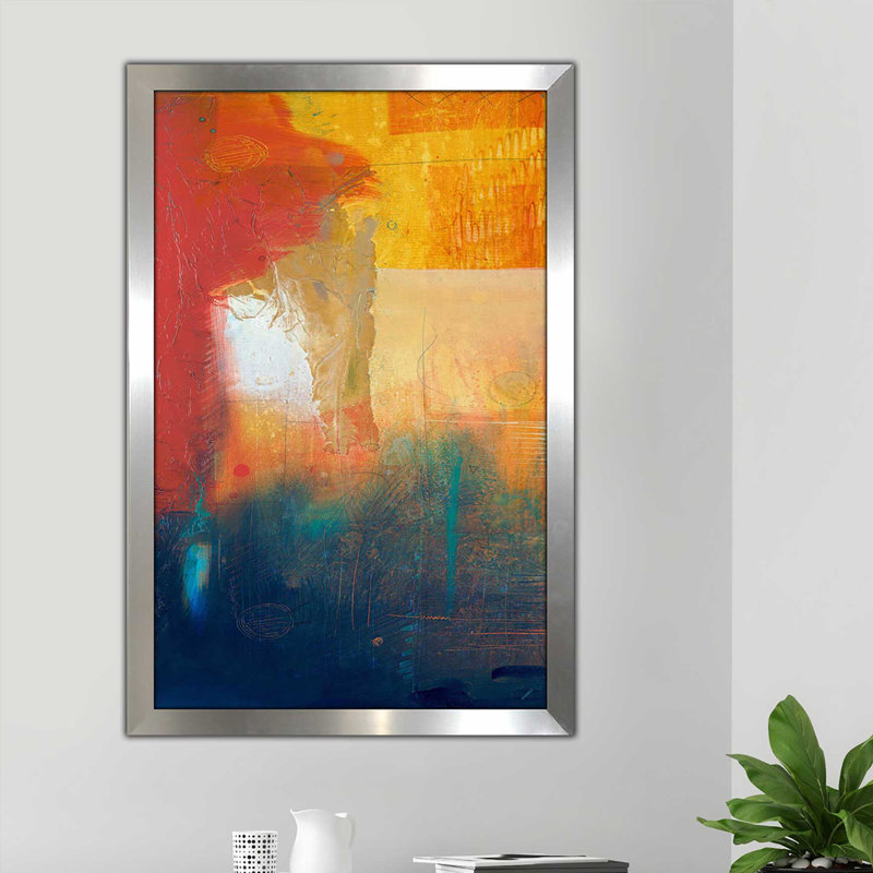 «Summer Set I», reproduction de peinture acrylique, H 39,5 po x l 27,5 po x P 0,75 po, Encadrement argenté