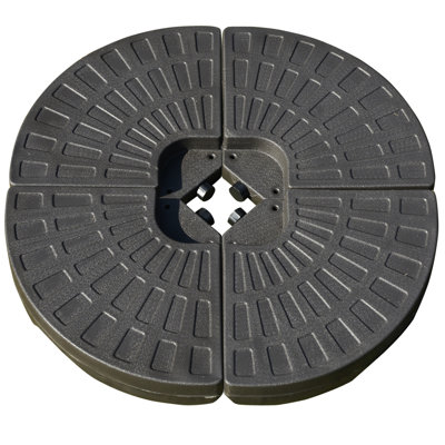 Base de parasol en porte-à-faux 4 pièces, poids stable et durable en forme d'éventail, poignées encastrées, matériau résistant à l'usure, 148 lb d'eau ou 220 eau / sable, patio à café, lourd fiable, intégré,