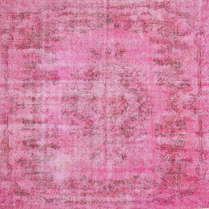 Tapis floral en laine rose clair, Carré 4 pi