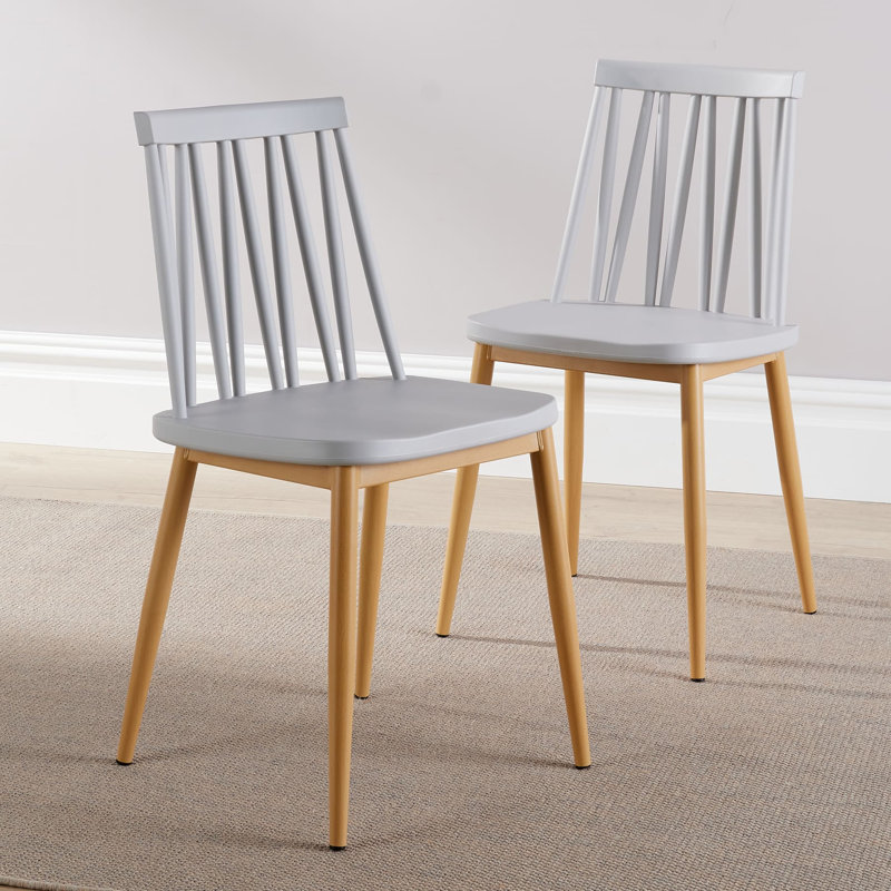 Lagro Modern Dining Chair Set, Medium Wood, White