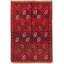Tapis décoratif en laine rouge à noué à la main New Age 3 pi 5 po x 5 pi 1 po de conception unique