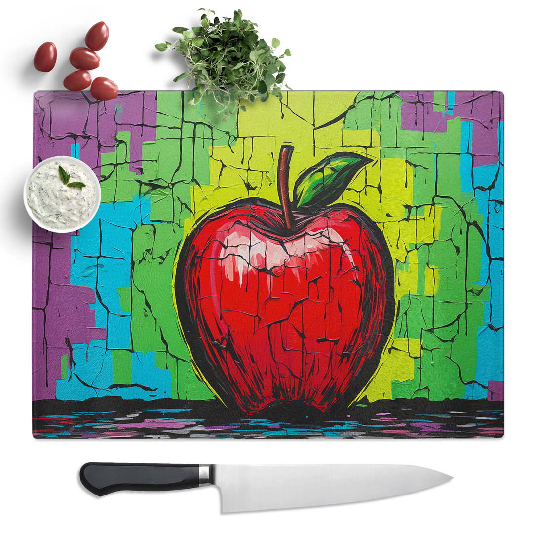 Apple Pop Art  Glass Chopping Board