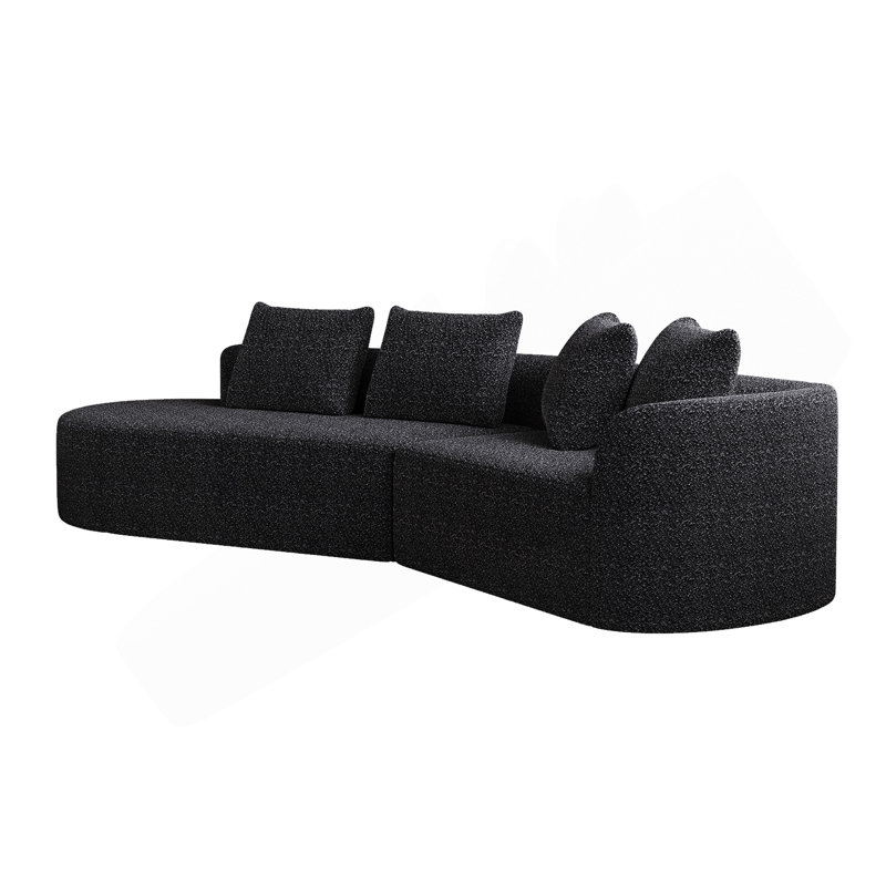 Canapé modulaire surdimensionné et rembourré Modern, Noir, Orienté à droite