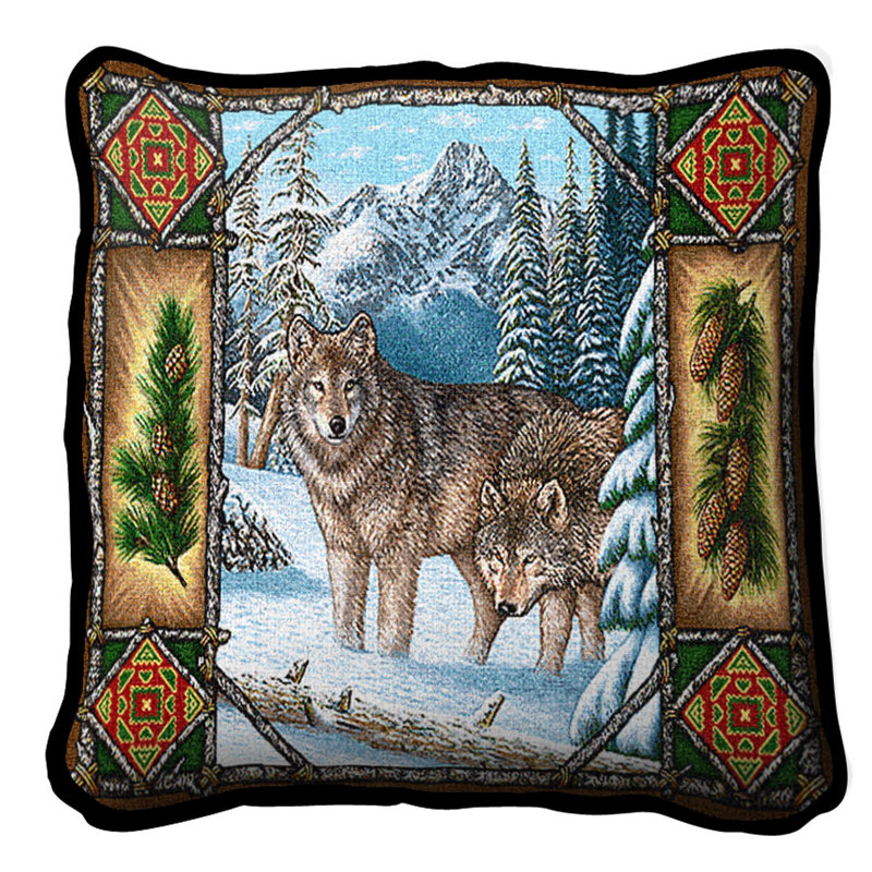 Coussin en coton Wolf Lodge