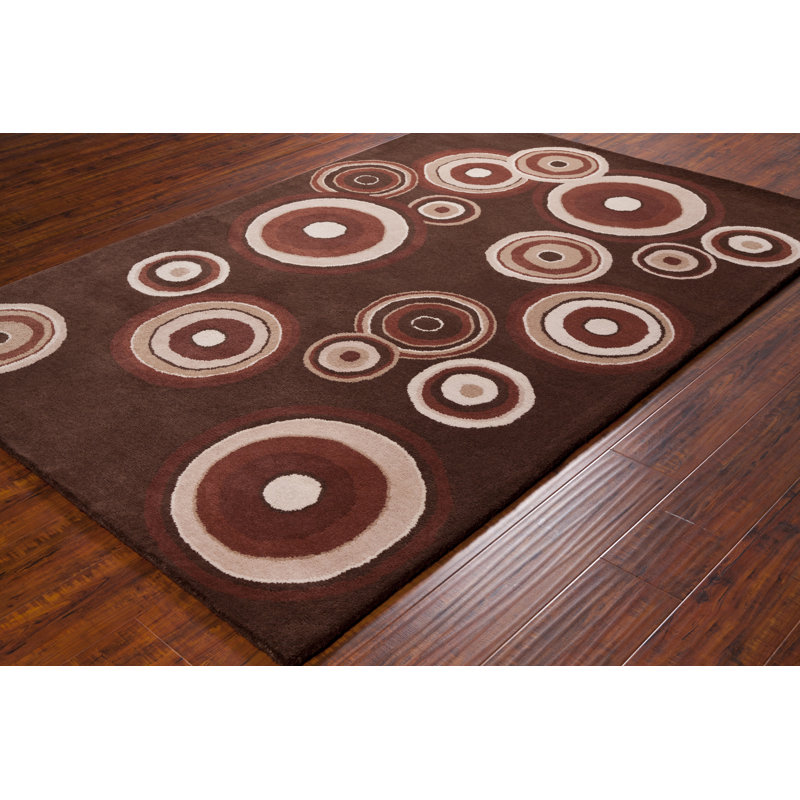 Tapis moderne en laine touffeté à la main brun, beige et rose clair Millwood