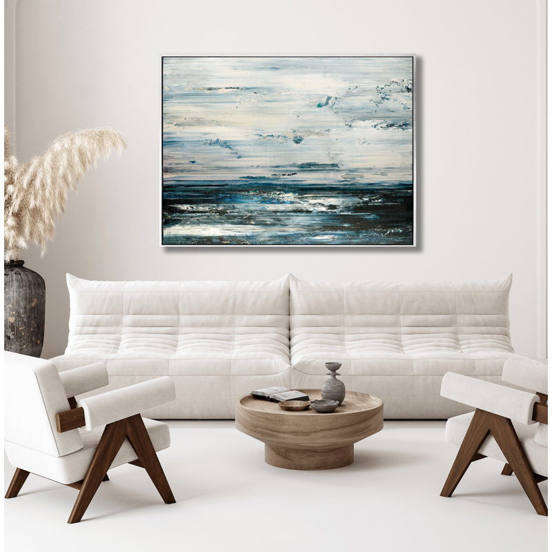 Ocean Air On Giclee Canvas Hand Embellished Art, 24" H x 20" W x 1.75" D, Black Framed Canvas