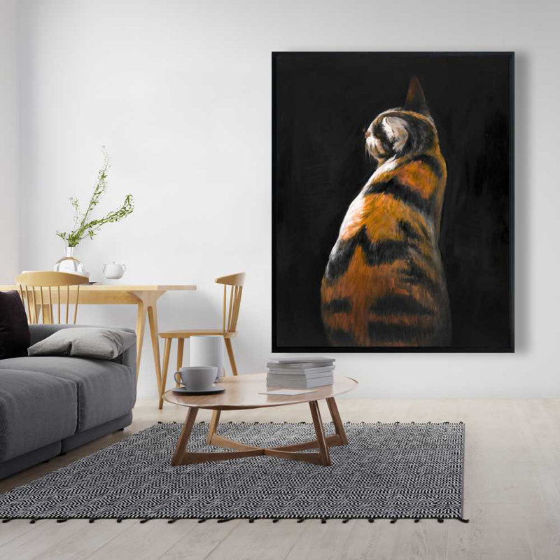 Spotted Cat - Black Framed Canvas for Home Decor Wall Art