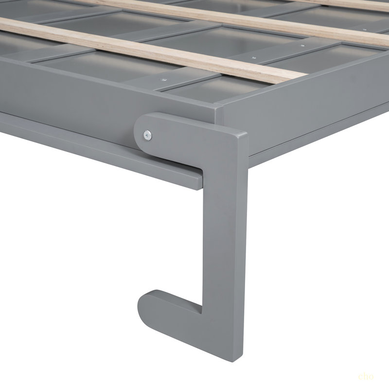 Grand lit escamotable mural avec armoires, gris