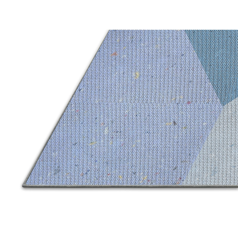 Tapis bleu/gris à motifs, Rectangle 5 pi x 7 pi