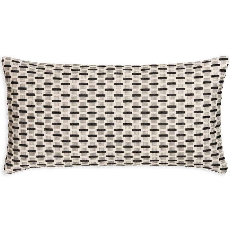 Oreiller en plumes Skywalk, Géométrique gris 2, Polyester, Rectangle H 14 po x l 26 po