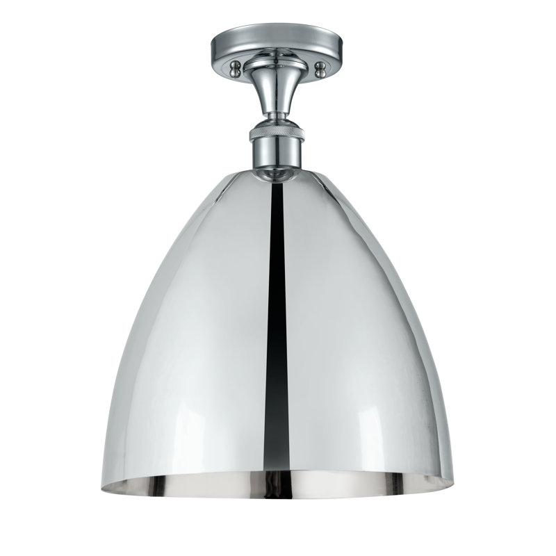 Plafonnier semi-encastré 1 lumière, Chrome poli, H 14,75 po x l 12 po x P 12 po, Ampoule non incluse