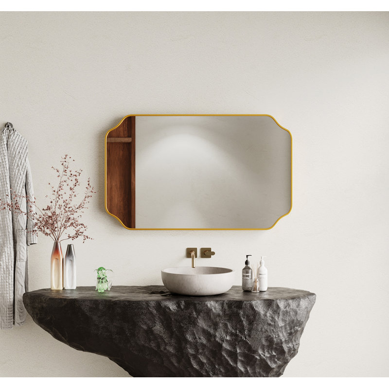 Miroir mural irrégulier, Doré, 36 po x 24 po