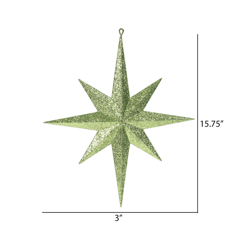 Ornement étoile de Bethléem scintillant, Bourgogne, H 8 po x l 8 po x P 2 po