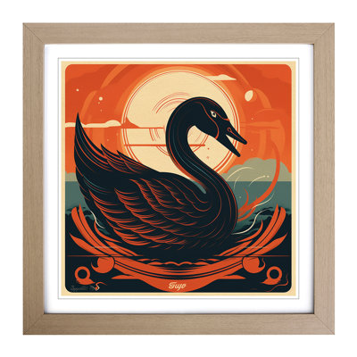Swan Retro Art No.1 - Framed Print