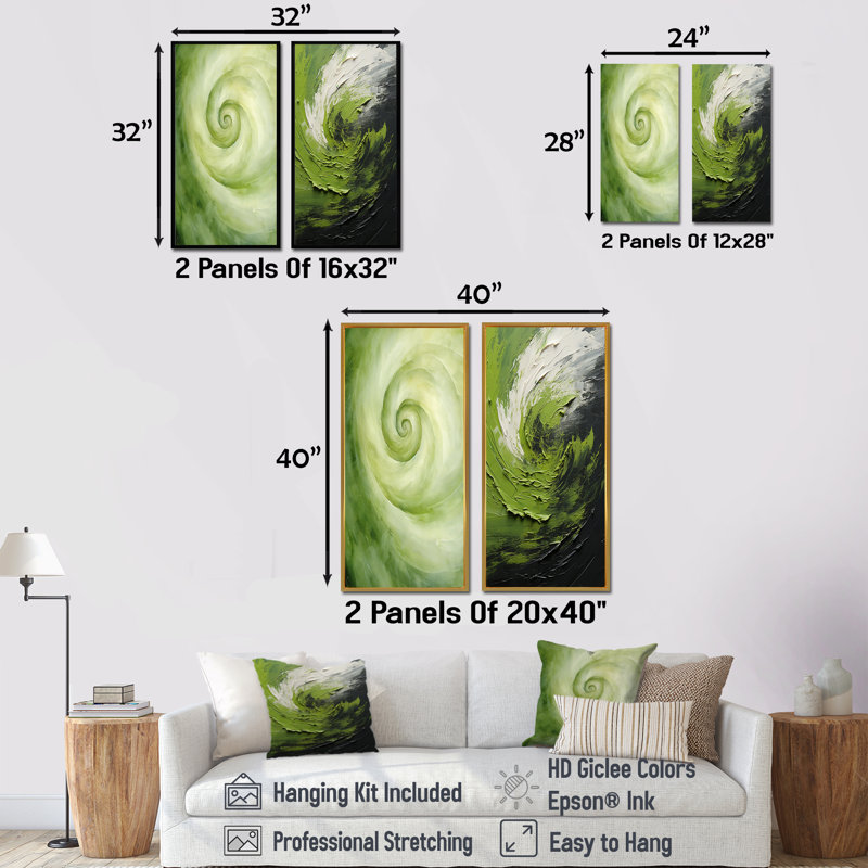 Flovilla - Ensemble de 2 reproductions d'art sur toile, Cadre blanc, H 32 po x l 33 po