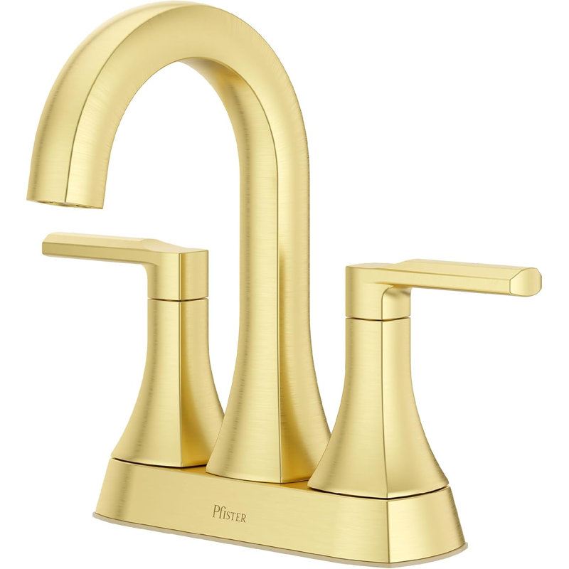 Robinet pour salle de bain 4 po, 2 poignées, 3 trous, noir mat et or brossé Vaneri, Brossé