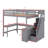 Full Size Wooden Loft Bed Frame With Integrated L-Shaped Desk, 3 Storage Shelves, And Built-In Storage Stairs-1158760002
