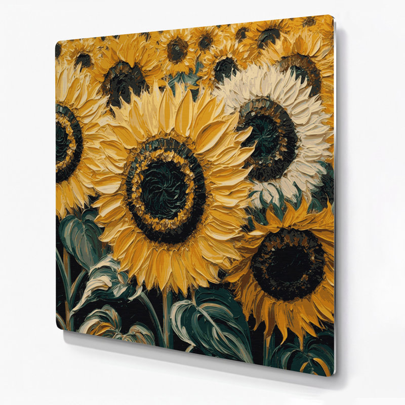 Art mural en métal Botanical Sunflowers, H 144 po x l 144 po x P 0,05 po